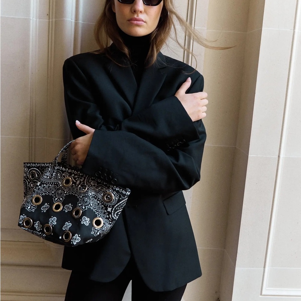 Bandana Eyelet Mini Tote Bag in Black